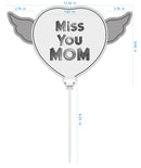 Heavenly Balloons Miss You Mom Pink Heart Balloon on a Stick with Angel Wings | Memorial Tribute