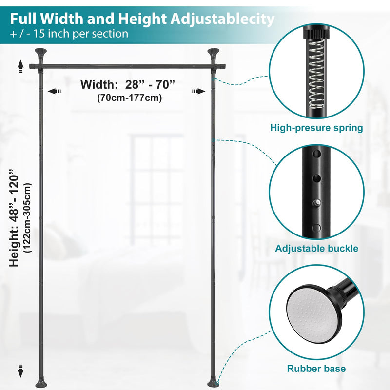 Room Divider- Adjustable 10FT No Drilling Curtain Rods Wall Divider for Room Separation, Heavy Duty Freestanding Hanging Room Divider Curtain Rod for Studio Rental, Black Room Partitions Dividers