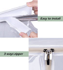 KEETDY 43" Hanging Garment Bags for Closet Storage Large Clear Window Hanging Clothes Storage Garment Rack Cover Coat Protector for Suit, Wardrobe, Bottom Enclosed