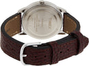 Timex Men's Easy Reader 35mm Day-Date Watch – Silver-Tone Case White Dial with Dark Brown Leather Strap