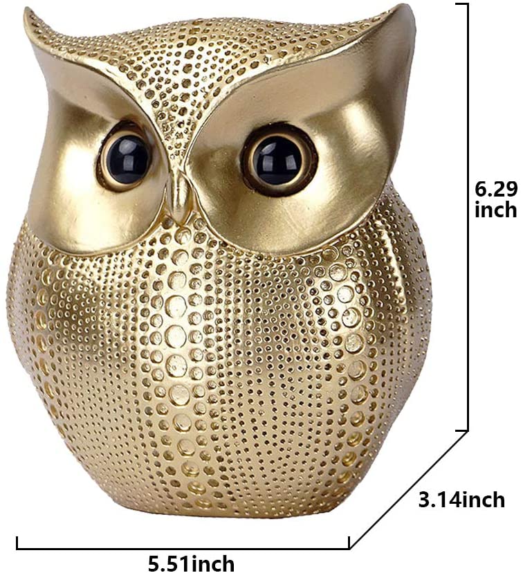 Mornenjoy Owl Statue,Cute Owl Decor Sculpture Gold Living Room Decor Collection for Home