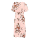 CHGBMOK Womens Plus Size Dresses Floral Printed V-Neck Short Sleeve Casual Dress Pink
