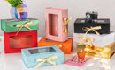 Gold Gift Box for Presents with Ribbon 10.8x7.5x3.5 Inches Clear Gift Box with Window Magnetic Closure Gift Boxes with Lids