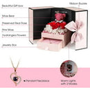 Cute Preserved Red Rose Moss Bear Gifts with Heart-Shaped I Love You Necklace Gifts