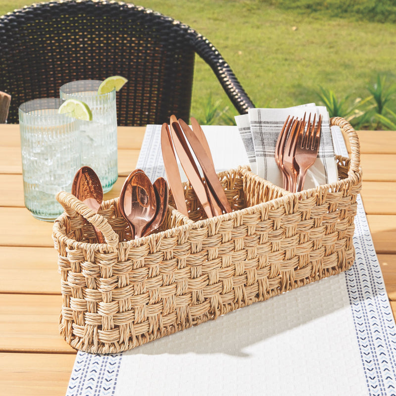 Better Homes & Gardens- Beige Oval Rattan Caddy