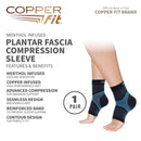 Copper Fit Ice Plantar Fascia Ankle Compression Sleeve Brace, Black, Large/XL, FSA HSA Eligible