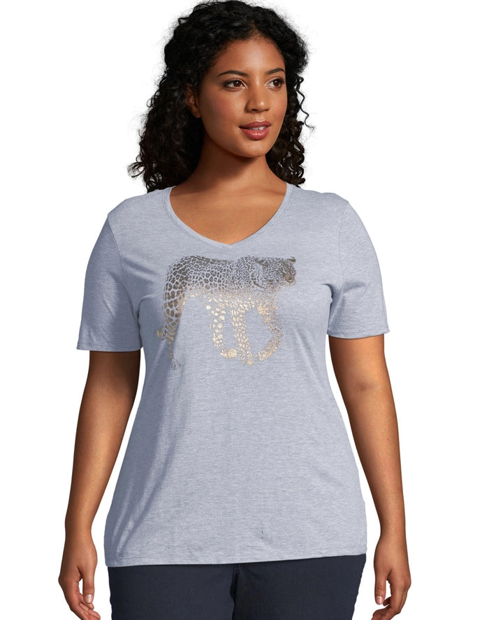 Hanes Just My Size Women's Graphic T-Shirt, Gold Leopard (Plus Size)