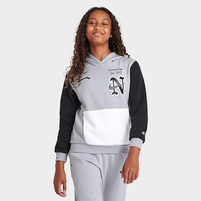 GIRLS' NIKE SPORTSWEAR CLUB FLEECE SWOOSH HIGH PULLOVER HOODIE