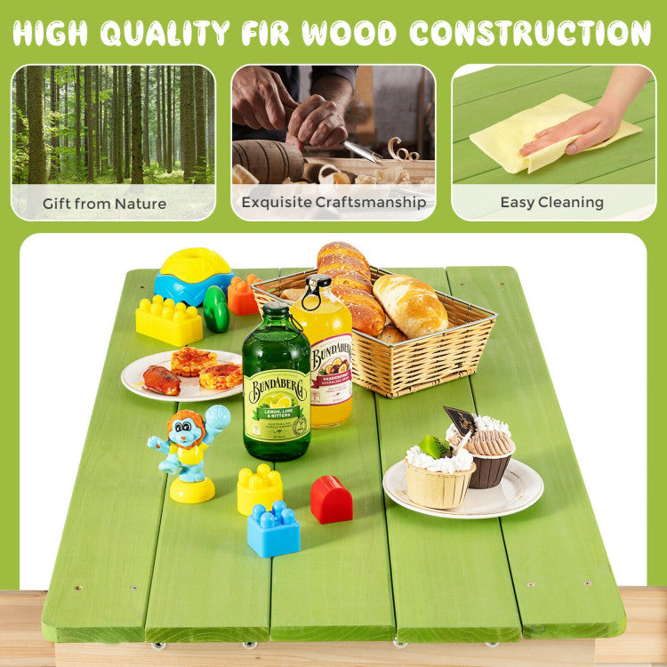 3-in-1 Outdoor Wooden Kids Water Sand Table with Play Boxes