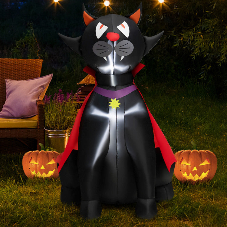 4.7 Feet Halloween Inflatable Vampire Cat with Red Cloak