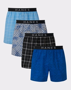 Hanes Ultimate Big Men's Woven Boxers Underwear Pack, Assorted Prints, 4-Pack (Big & Tall Sizes)