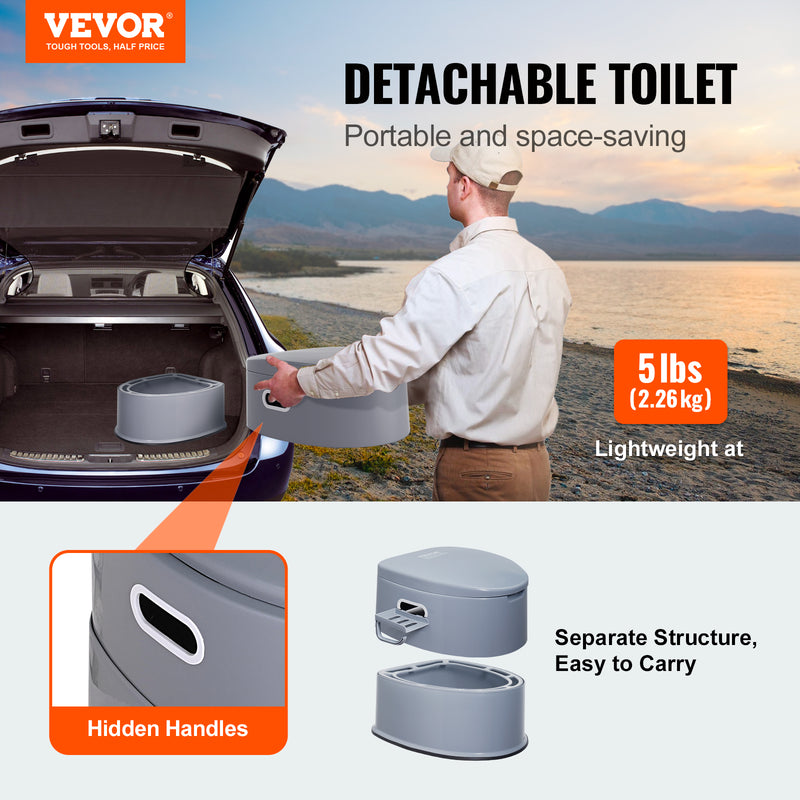 SKYSHALO Portable Camping Toilet Inner Bucket with Lid Phone Shelf and Paper Holder