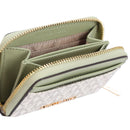 Michael Kors Jet Set Medium Zip Around Card Case Wallet Vanilla MK Light Sage