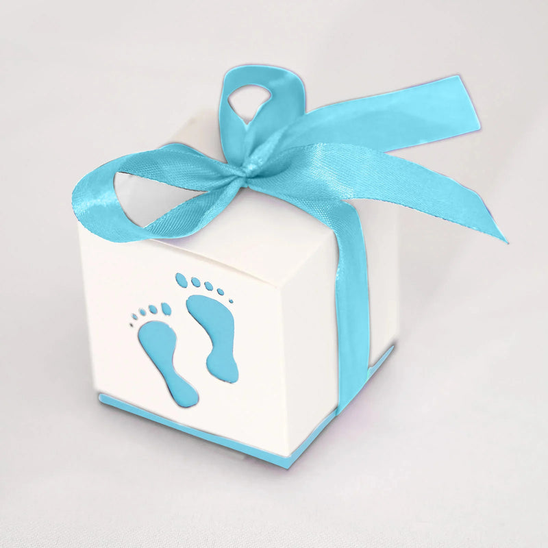 BalsaCircle 25 Blue 2.5" Baby Shower Party Favors Gift Boxes Footprints Design