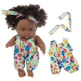 8 Inch Black Baby Girl Doll and Clothes Set African Washable Realistic Silicone Baby Dolls