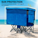 WTVIDAS Double Camping Chair with Canopy Shade Beach Chairs with Cup Holder Heavy Duty Folding Loveseat for Outside Lawn Patio