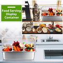 Ziliny Countertop Food Serving Display Container and Clear Roll Top Cover Stainless Steel Food Serving Tray Buffet (6 Pan)