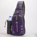 Sling Backpack Wear Resistant Shoulder Chest Pack Crossbody Bag with Detachable Water Bottle Holder Pouch for Hiking Travel (Purple)