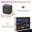 Foldable Rolling Manicure Table Nail Desk Makeup Train Case Cosmetic Trolley Travel Storage Organizer Nail Tables with 4 Drawers Mirror & Speaker for Technician Workstation Salon, Rose Gold