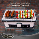 Fire Sense 60450 Yakatori Internal Grates Charcoal Chrome Cooking Grill Japanese Table BBQ Handmade Using Clay Adjustable Ventilation For Outdoor Barbecues Camping Traveling - Large - Tan