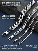 Men's Chain Necklace 18 inch 6MM 316L Stainless Steel Cuban Link Neck Chain Mens Gifts