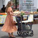 Foldable Shopping Cart - Portable & Lightweight Folding Utility Carts with Easy to Maneuver Wheels, 3 Storage Baskets for Grocery & Heavy Duty