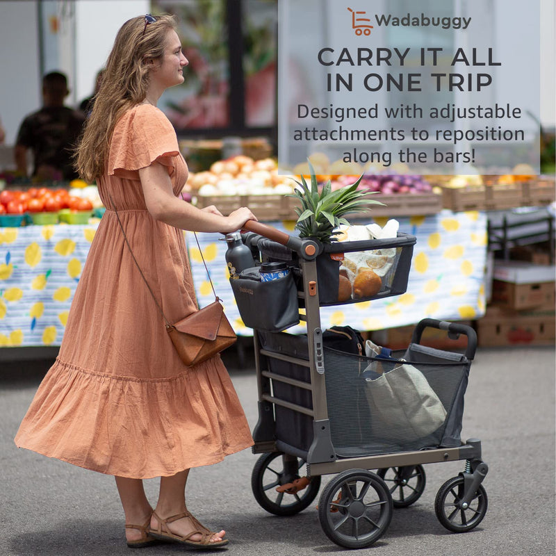 Foldable Shopping Cart - Portable & Lightweight Folding Utility Carts with Easy to Maneuver Wheels, 3 Storage Baskets for Grocery & Heavy Duty