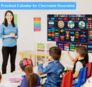 Craftstory Preschool Classroom Calendar Circle-Time Learning Center, My Daily for Toddlers Days-of-The-Week with 93 Homeschool Activities, Felt Board Sensory Wall Toys, Fashion, Navy blue