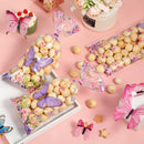 100 Pcs Butterflies Cellophane Treat Bags Plastic Butterfly Party Favors Watercolor Butterfly Cello Candy Bag with 100 Twist Ties for Butterfly Theme Baby Shower Girl Birthday Party Supplies(Purple)
