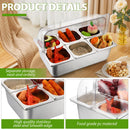 Ziliny Countertop Food Serving Display Container and Clear Roll Top Cover Stainless Steel Food Serving Tray Buffet (6 Pan)