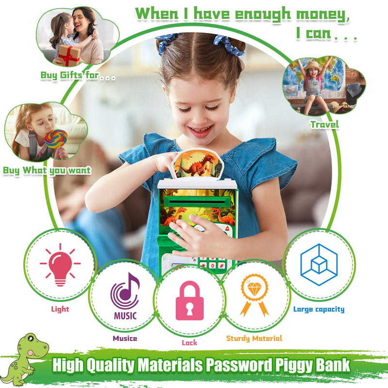 Piggy Bank Kids-Toys-for-Boys,Toddler-Toys for 2 3 4 5 6 7 8 Year Old Boys Girls,ATM Electronic Money-Box,Dinosaur-Toys-for-Kids-3-5-7,Cash Coin Saving-Box,Kids Gifts Easter Birthday-Gifts-for-Boys