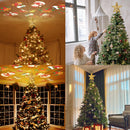 TKYHRMAS Christmas Tree Toppers Lighted with 6 Projection Modes, Christmas Star Tree Topper with Built-in LED Rotating Lights, Gold 3D Glitter Projection for Xmas Party Holiday Decorations