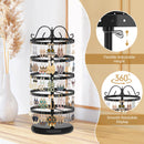 MODOWEY 5 Tiers Metal Rotating Earring Holder Organizer, Exquisite Jewelry Display Stand Necklace Rack Holder, 220 Holes for Stud Pierced Earrings Women Girls- 14x6.3 Inch (Black)