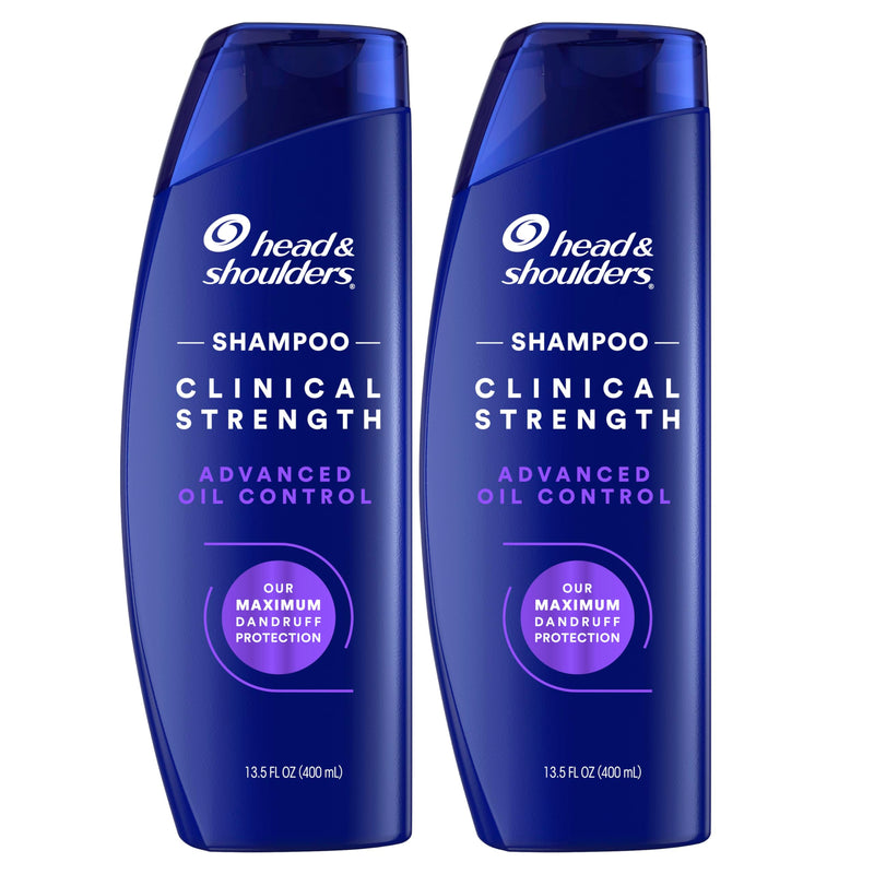 Head & Shoulders Clinical Dandruff Shampoo Twin Pack, Prescription Strength, Oil & Flake Control, Seborrheic Dermatitis Relief, Citrus, 13.5 Fl Oz Each (Set of 2)