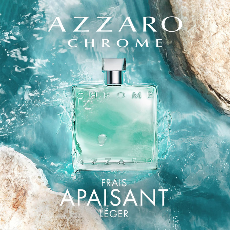 Azzaro Chrome Azure Eau de Toilette – Aquatic & Fresh Mens Cologne for Summer – Woody & Earthy Fragrance – Lasting Wear – Scent Notes of Bergamot, Lavender, Marine Notes - Perfumes for Men, 3.3 Fl Oz