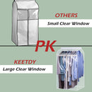 KEETDY 43" Hanging Garment Bags for Closet Storage Large Clear Window Hanging Clothes Storage Garment Rack Cover Coat Protector for Suit, Wardrobe, Bottom Enclosed