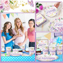 200 Pcs Butterfly Baby Shower Paper Plates Napkins Cups Girl Shower Party Supplies Tableware Set Purple Disposable Cup Napkin for 50 Guest Girls Spring Party Decoration