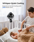 Koonie Portable Stroller Fan for Baby, Rechargeable Battery Operated, 3 Speeds, 360° Rotation, 25db Low Noise,Digital Display, Detachable Flexible Tripod Clip-on Car Seats, Tent, Crib, Treadmill