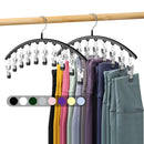 Legging Organizer for Closet, Metal Yoga Pants Hangers 2 Pack w/10 Clips Holds 20 Leggings, Space Saving Hanging Closet Organizer w/Rubber Coated Closet Organizers and Storage, Black