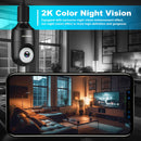 AlkiVision 2K Light Bulb Security Camera Wireless Outdoor - 360° AI Motion Detection Cameras for Home Security Outside, 2.4G Hz, Full-Color Night Vision, Auto Tracking, Siren Alarm, SD/Cloud Storage