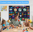 Craftstory Preschool Classroom Calendar Circle-Time Learning Center, My Daily for Toddlers Days-of-The-Week with 93 Homeschool Activities, Felt Board Sensory Wall Toys, Fashion, Navy blue