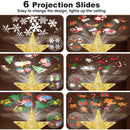 TKYHRMAS Christmas Tree Toppers Lighted with 6 Projection Modes, Christmas Star Tree Topper with Built-in LED Rotating Lights, Gold 3D Glitter Projection for Xmas Party Holiday Decorations
