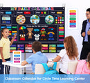 Craftstory Preschool Classroom Calendar Circle-Time Learning Center, My Daily for Toddlers Days-of-The-Week with 93 Homeschool Activities, Felt Board Sensory Wall Toys, Fashion, Navy blue