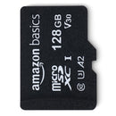 Amazon Basics Micro SDXC Memory Card with Full Size Adapter, A2, U3, Read Speed up to 100 MB/s, 128 GB, Black