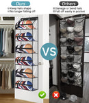 AOODA Clear Over The Door Hat Racks for Baseball Caps, Large Holds up to 72 Caps Hat Storage Organizer for Closet Wall, Deep Pockets Hanging Hat Holder with 3 Hooks, Black