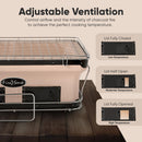 Fire Sense 60450 Yakatori Internal Grates Charcoal Chrome Cooking Grill Japanese Table BBQ Handmade Using Clay Adjustable Ventilation For Outdoor Barbecues Camping Traveling - Large - Tan