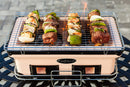 Fire Sense 60450 Yakatori Internal Grates Charcoal Chrome Cooking Grill Japanese Table BBQ Handmade Using Clay Adjustable Ventilation For Outdoor Barbecues Camping Traveling - Large - Tan