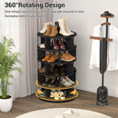 Aheaplus Rotating Shoe Rack, 5-Tier Wood Shoe Organizer for Closet, 360° Spinning Shoe Rack Tower Space-Saving Shoe Storage Shelf for Entryway, Garage, Bedroom, Black