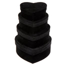 4 PCS Heart Shaped Gift Boxes with Lids Black Velvet Nesting Gifts Box for Presents