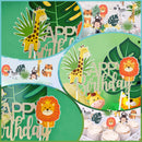 Sunbeauty 24 Pcs Jungle Decorations Woodland Animals Cake Green Decoration Safari Birthday Cake Topper